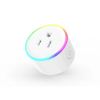 

US Plug Smart WIFI Voice Control Socket Wireless Timer Switch RGB LED Light Control Works With Alexa Google Online Upgrade