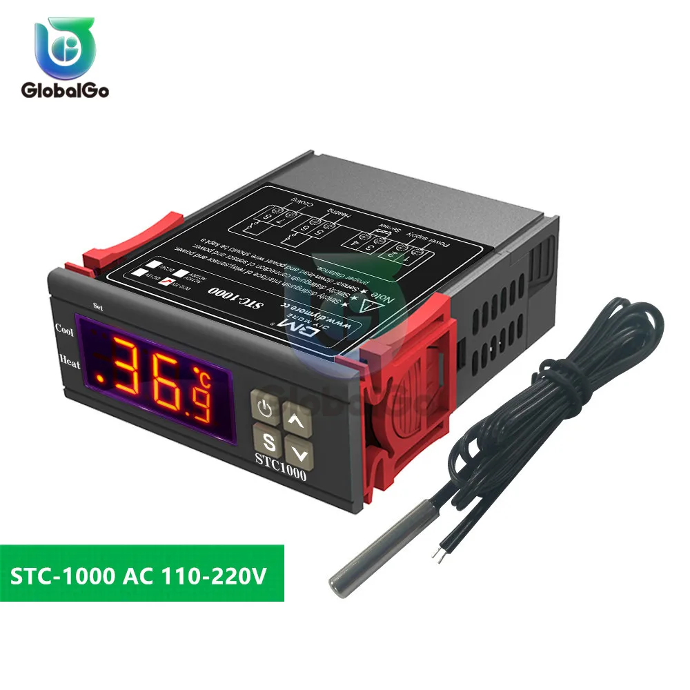 

Digital Temperature Controller Thermostat Thermoregulator for Incubator Relay LED Heating Cooling STC-1000 220V