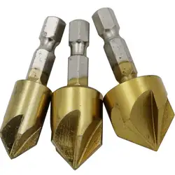 Новый горячий 3 шт. Chamfer Debur Countersink 1/4 Hex 12-16-19мм титановое покрытие дрель набор наконечников