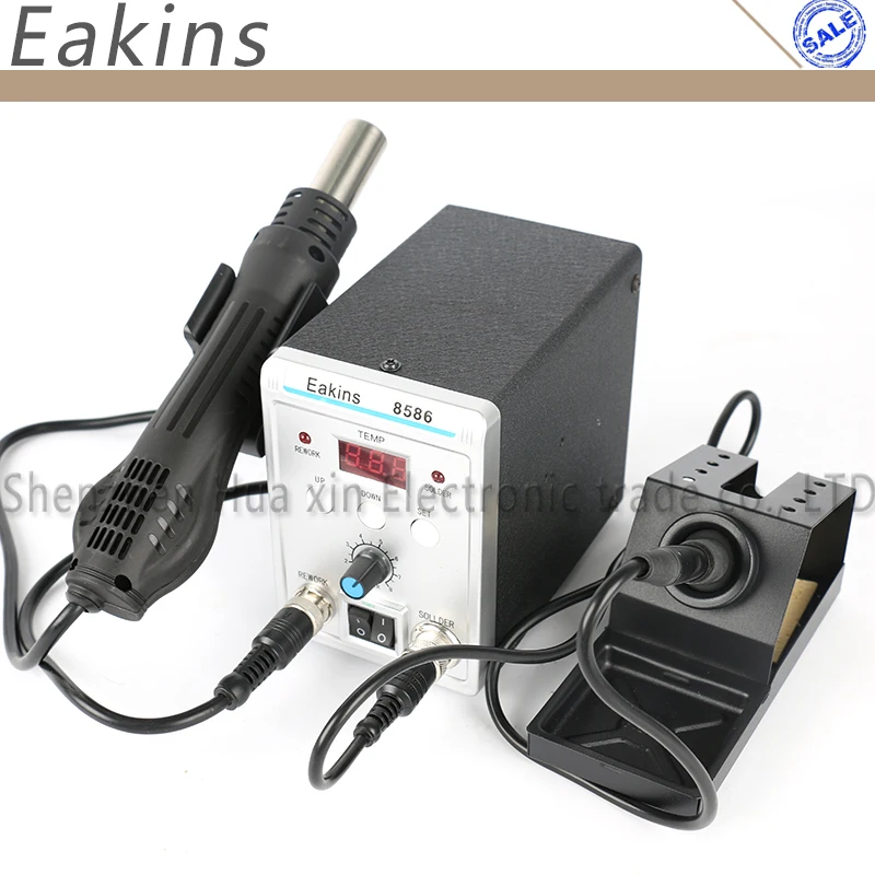 EAKINS 8586 BGA SMD паяльная станция 750 Вт 2 в 1 цифровой ESD фена паяльная станция для сварки ремонтный набор инструментов