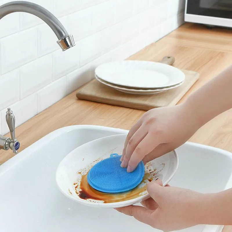 Magic Silicone Dishwash Sponge Bowl Cleaning Brush Multifunction Scouring Pad Pot Pan Wash Brushes Kitchen Cooking Tool