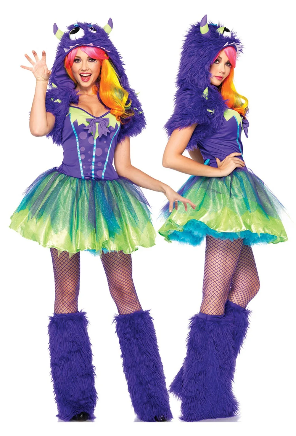 Sexy Furry Polka Dotty Monster Costume Rave Party Dress Halloween Free Shipping @D80629-in Anime