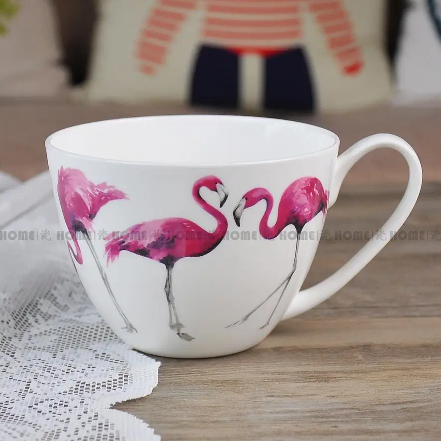 Pretty In Pink Bone China Mug Porcelain Breakfast Cups Bowl Cereal Soup