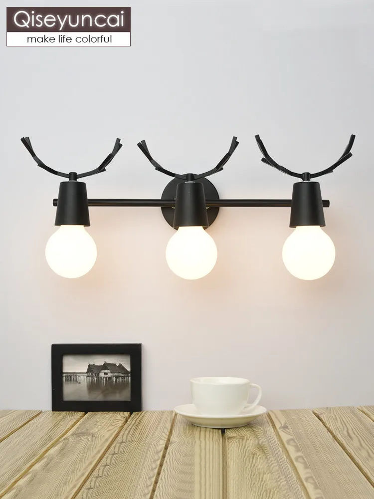 

Qiseyuncai 2019 new Nordic led creative antler wall lamp bathroom bathroom mirror cabinet dressing table dressing lighting