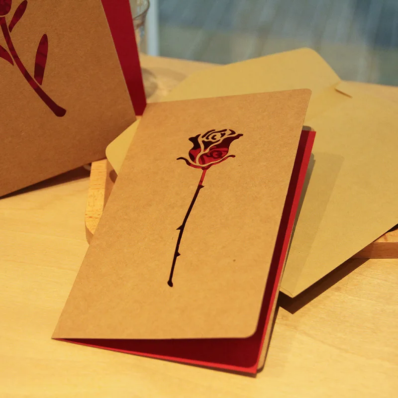 1 шт Любовь поздравительная открытка креативная ретро крафт-бумага Лазерная поздравительная открытка День благодарения открытка спасибо