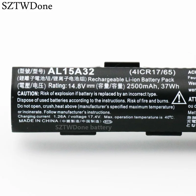 SZTWDone AL15A32 Аккумулятор для ноутбука ACER Aspire E5 422G 472G 473G 522G 532G 573G 722G V3 574G 422 472|battery for acer