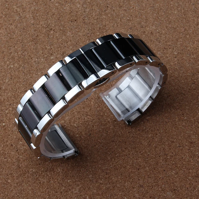 New Arrival Silver and black colorful Watchband Stainless Steel Metal