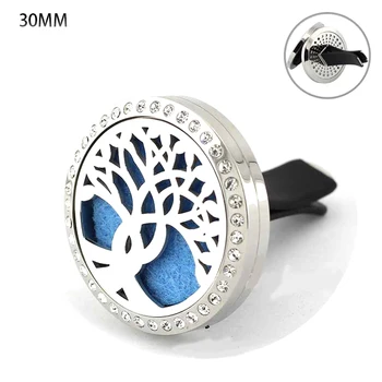 

DIY Jewelry 30mm Stainless Steel Crystal Curve Life Trees Car Vent Aromatherapy/Essential Oil Diffuser Perfume Locket Clip