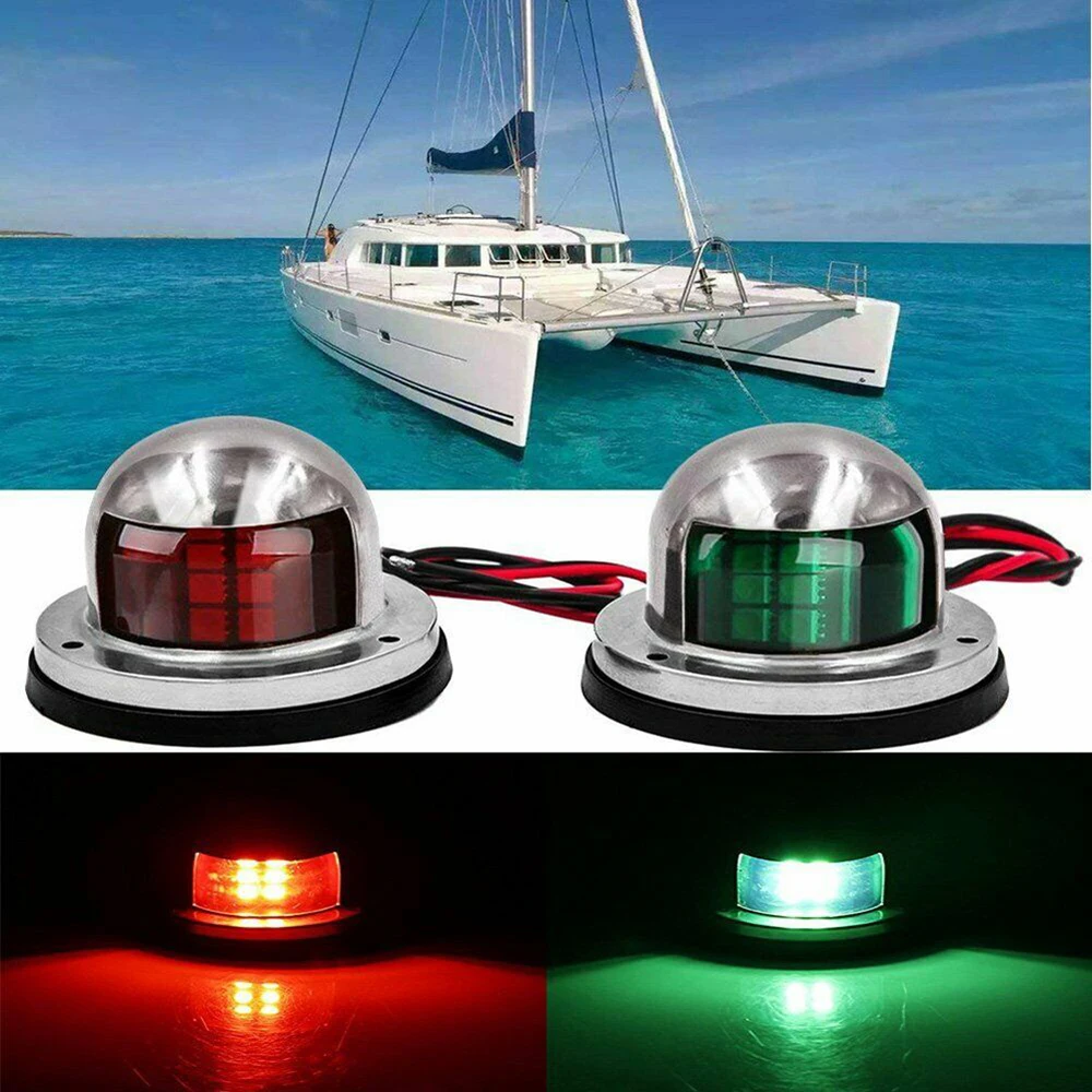 2PCS12V Marine Boat Yacht Pontoon LED Bow Navigation Lights Stainless