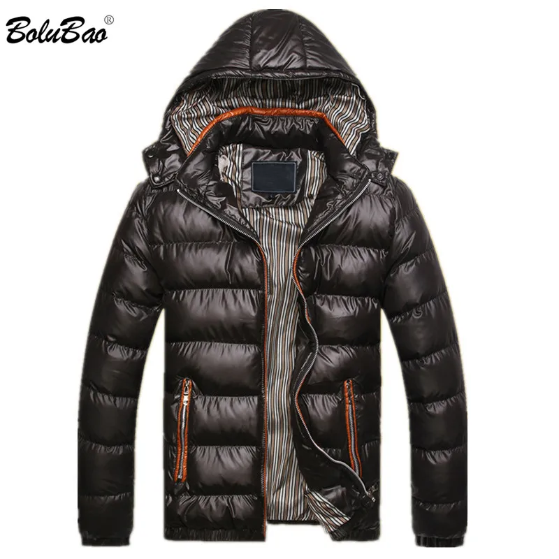 BOLUBAO New Winter Men Parka Coat Fashion Thermal Cotton Male Solid Color Jackets Mens Casual Hooded Warm Parkas