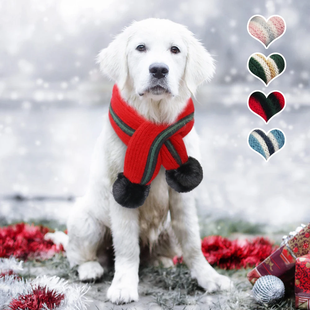 

Soft Woolen Dog Scraf Warm Winter Pet Knitted Scarves Neckerchief Dog Accessories For Medium Large Dogs Pet Products