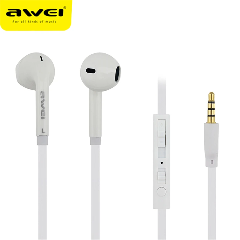 Awei ES-15Hi проводные наушники для iPhone samsung наушники стерео гарнитура с микрофоном супер бас наушники-вкладыши Auriculares