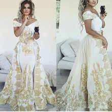 Роскошное вечернее платье Русалка, арабское вечернее платье с вышивкой, атласное платье со съемным шлейфом, платья для выпускного вечера, Сексуальные вечерние платья
