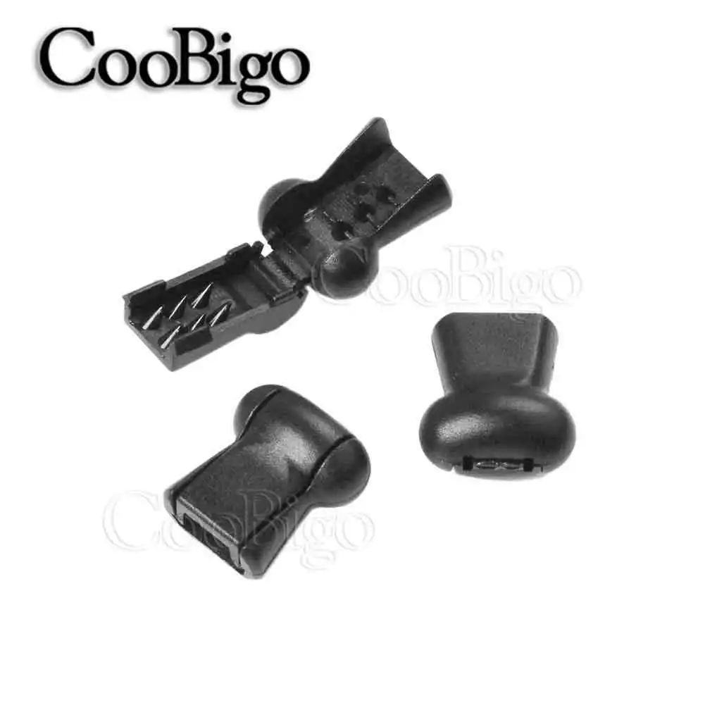 50pcs Plastic Black Cord Ends Zipper Pull Clip Cord Lock Moll Tactical