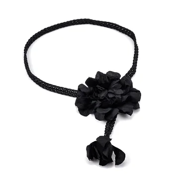 

Korean version of women's belts fashion hand-made waistline weaving folk style big flower simple waist BL1831