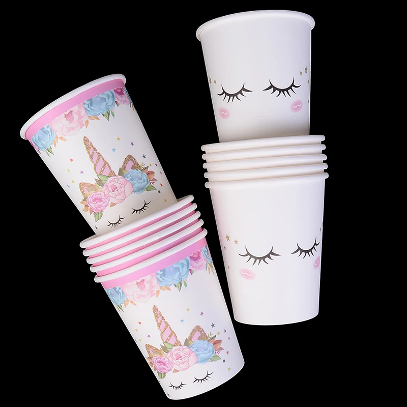 Unicorn Party Kits 1st Birthday Unicorn Headband Paper Cups/Plates/Napkin Party Decor Supplies