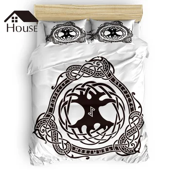 

BIGHOUSES Duvet Cover Set Viking Pattern Medieval Graphic Symbol Logo Duvet Cover 4 Piece Bedding Set