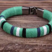 G103 зеленый Серфер молодой классический хлопковый шарф кожаный жесткий Браслет-манжета мужской