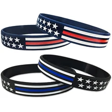 1 шт. Американский американский флаг США красный синий белый тонкий силиконовый резиновый браслет с ремешком
