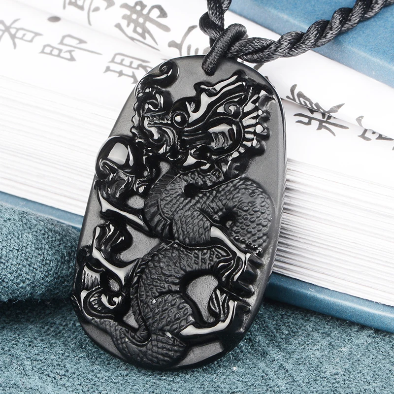 

PUHOLY/ belwide jewelry Obsidian dragon card mani Obsidian Dragon Pendant Pendant
