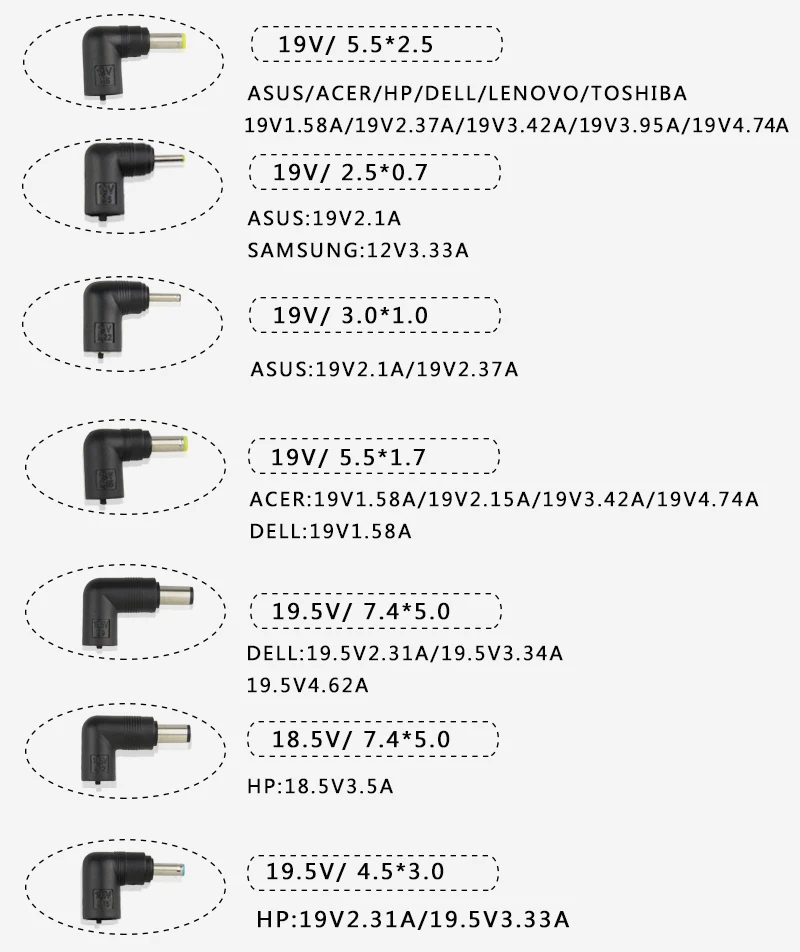 15-20V 90W Laptop AC Automatic Universal Power Adapter Charger for Acer ASUS DELL Thinkpad Lenovo Sony Toshiba Samsung Laptop
