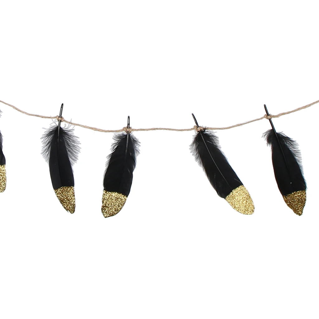 Dipped Feather Bunting Banner Hanging Garland Wedding Party Decoration 