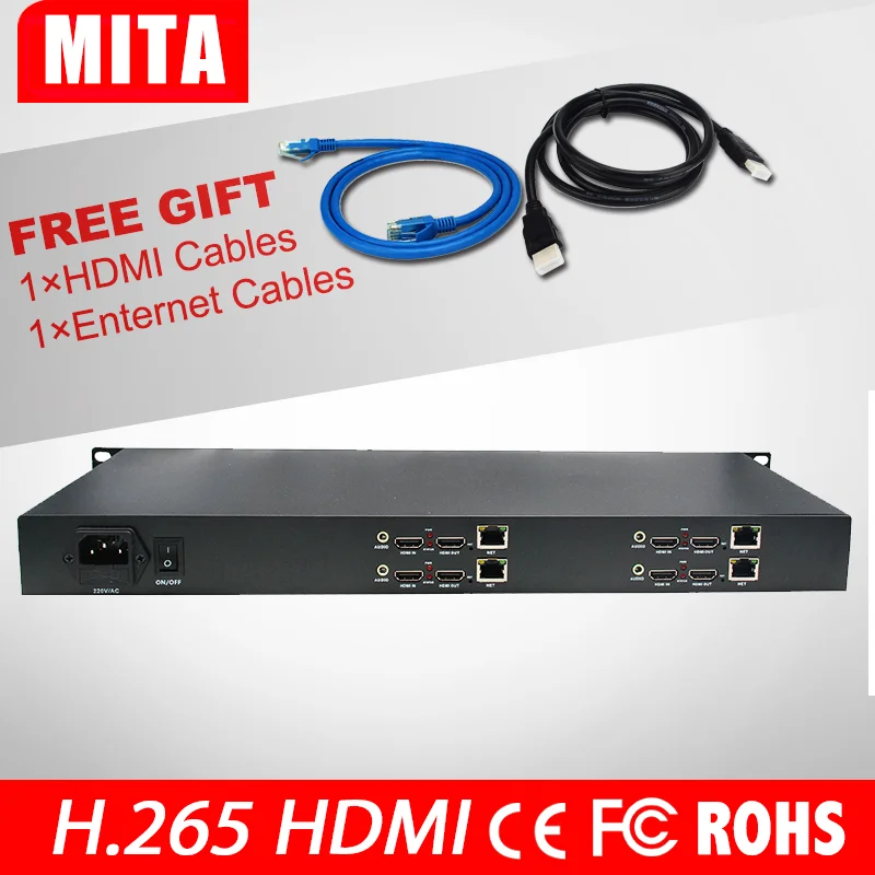 

HD H.265 HEVC AVC 1U 4 Channels hdmi encoder for Live Broadcast to Youtube Wowza Facebook Ustream