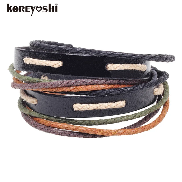Retro Rope Leather Mens Bracelets Hand Woven Bracelet Retro Rope Leather Mens Bracelets Hand Woven Bracelet For Men Braided Male