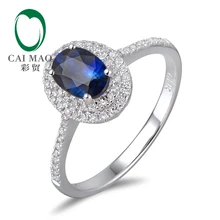 14k Gold 1.11ct Sapphire & 0.30ct Natural Diamond Engagement Ring Fine Jewelry