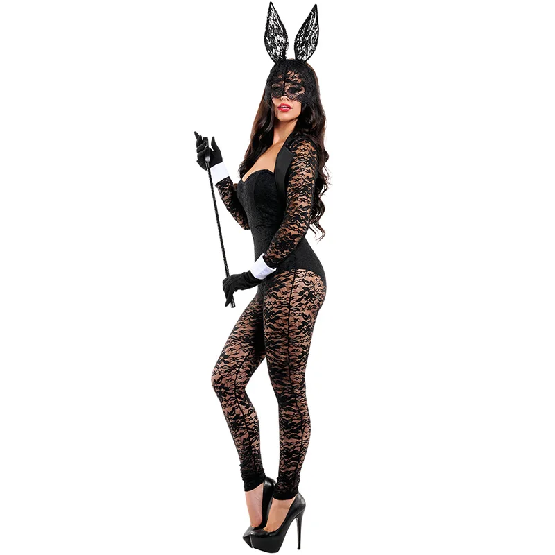 Ladies Black Lace Devil Sexy Underwear Bunny Leotard Bodysuit Catwomen Cospaly Bunny Girl Fancy Party Dress Costume Carnival (2)