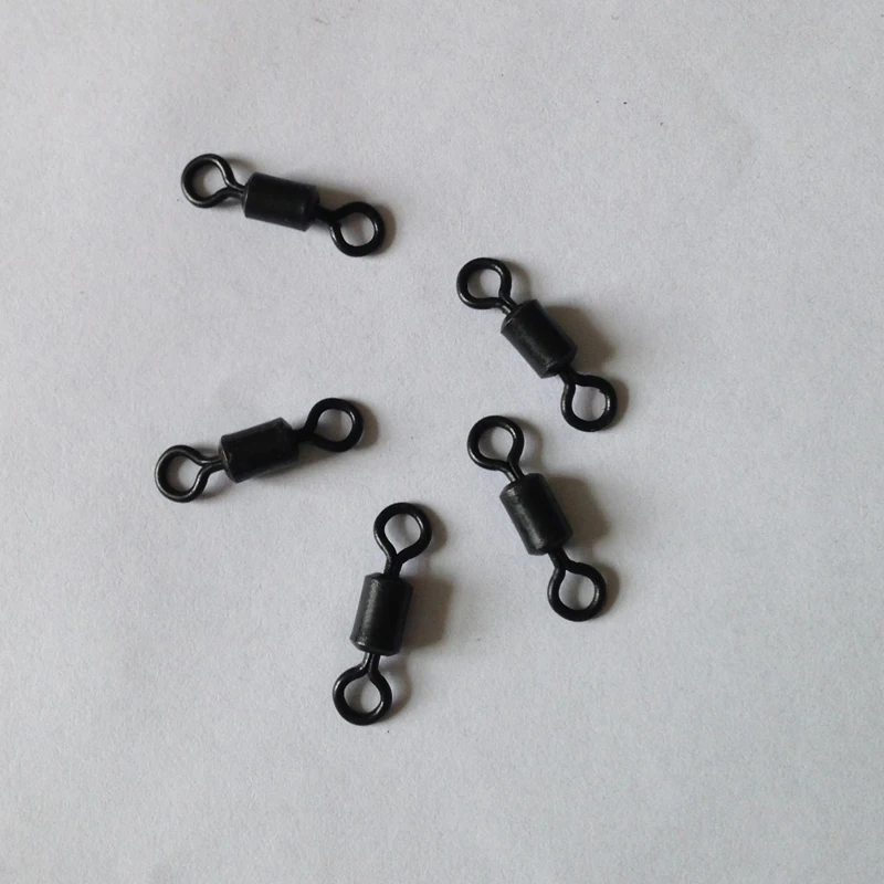 

1000 X Long Barrel Rolling Swivels - Non Glare Balck Colour-Fits Safety Lead Clips, Carp Terminal Tackles for Carp Fishings