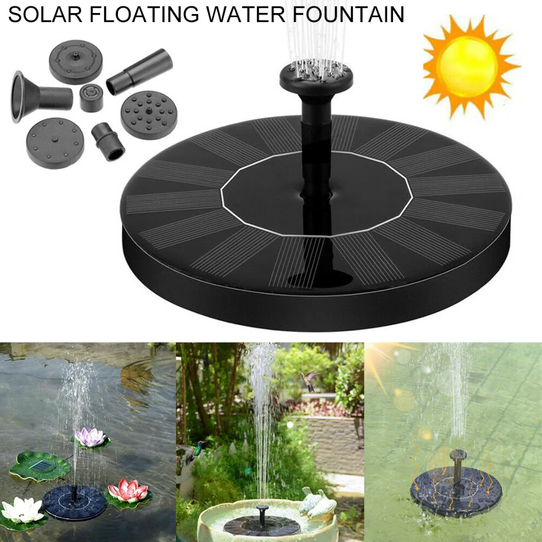 Floating Solar Powered Panel Water Fountain Garden Pump Pond Tank Submersible