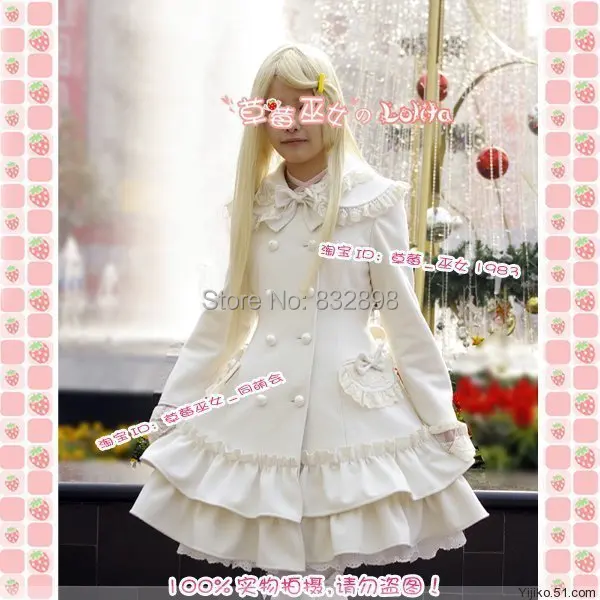 Red/ White Sweet Girls Winter Plaid Coats Winter Coat Preppy Style Wool Peter Pan Collar Winter Coat with Bow