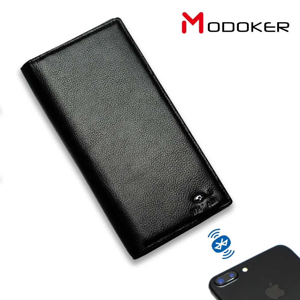 

Modoker Bifold Smart Genuine Leather Men Wallet Long Clutch wih Bluetooth Tracking iOS/Android Support Purse