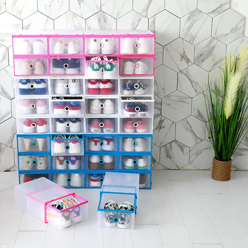 

6pcs/set Multifunction Foldable Drawer Storage Box Combination Transparent Environmental Multi-Purpose Dust-Proof Shoes Boxes