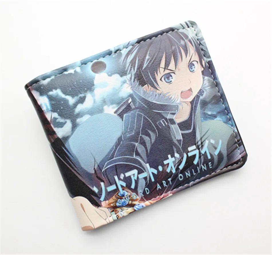 Sword Art Online SAO Kazuto Pu короткий кошелек Двойные фото держатель для карт слоистая кнопка мужской кожаный кошелек с рисунком для мальчиков и девочек - Цвет: E