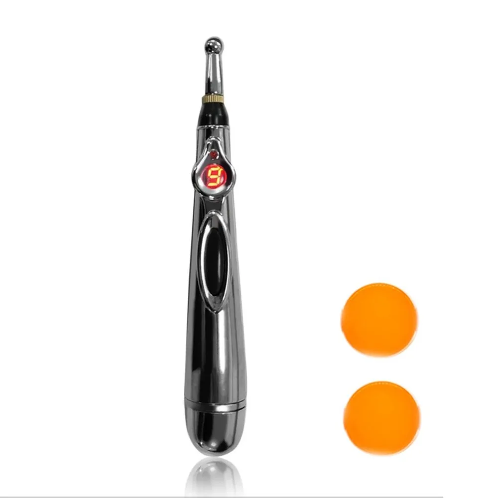 Electric Acupuncture Point Massage Pen Pain Relief Laser Therapy Meridian Energy Pen Body Head Neck Leg Back Massager+Cream