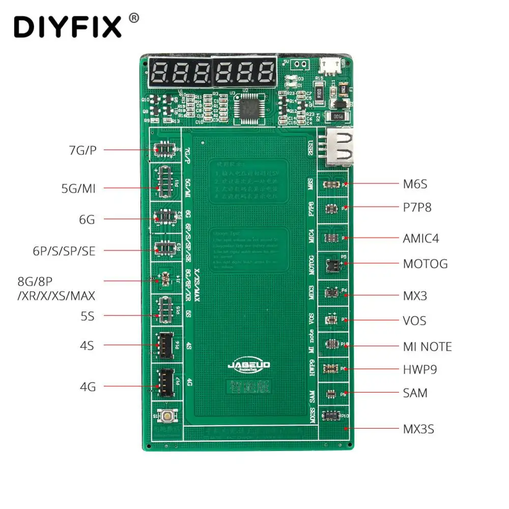 DIYFIX, плата для зарядки аккумулятора, тестовый прибор для Apple iPhone, samsung, xiaomi, huawei, Moto, Vivo, OPPO, Andriod Phone