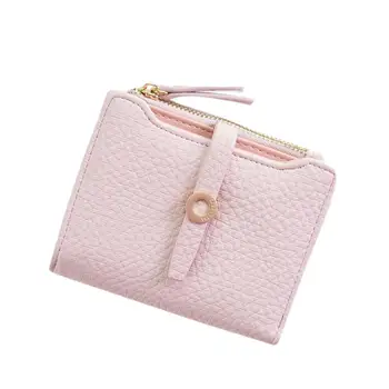 

PinShang Women Wallet PU Leather Purse Ladies Short Drawstring Hasp Clutch Wallet Girl Bifold Card Holder Wallet and Purse ZK50