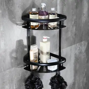 

AUSWIND 2 Tier Bathroom Shelves / Rack Modern Style Black Space Aluminum Wall Mount Washing Shower Bathroom Accessories Shelf