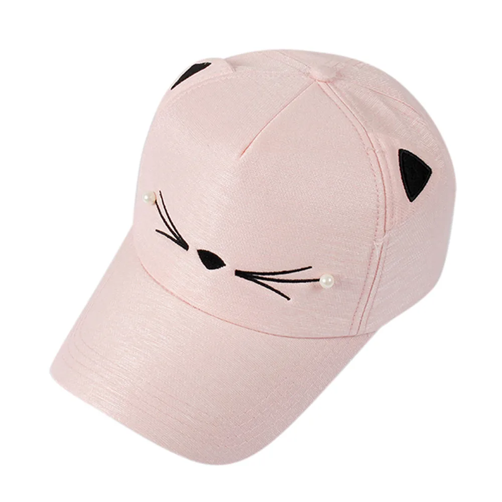 Модные кепки с принтом животных с жемчугом милые студенческие кошачьи ушки Кепка-бейсболка от солнца повседневные Простые головные уборы# P10