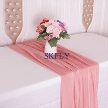 RU015C new fancy cheap good quality beautiful wedding dusty pink sheer chiffon volie table runner
