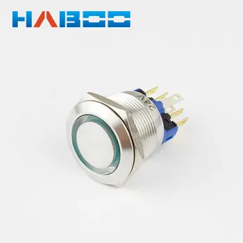 

22mm Metal Push Button Switch 6Pin Ring head Led Light Momentary Latching Led Push Button Switch