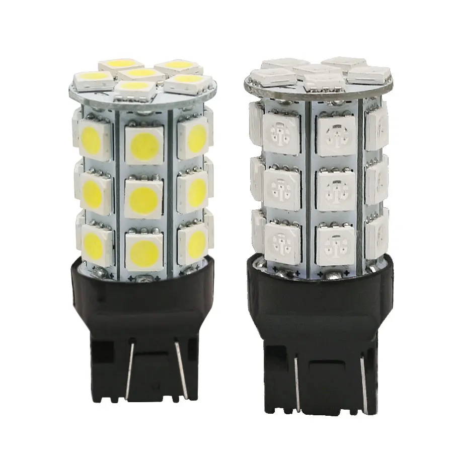 HYZHAUTO 2 шт. T20 W21/5 Вт светодиодный ные Автомобильные фары 7443 5050 27 SMD лампы белого