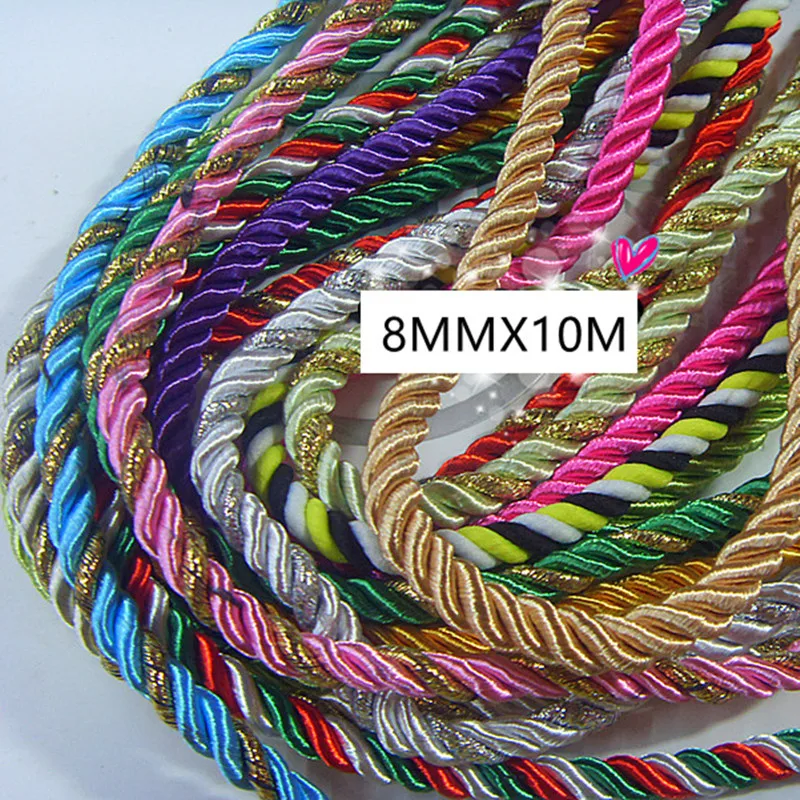 

8MM * 10M blue, green rope twisted rope 3 shares Tisheng color hand strap rope tied Tisheng