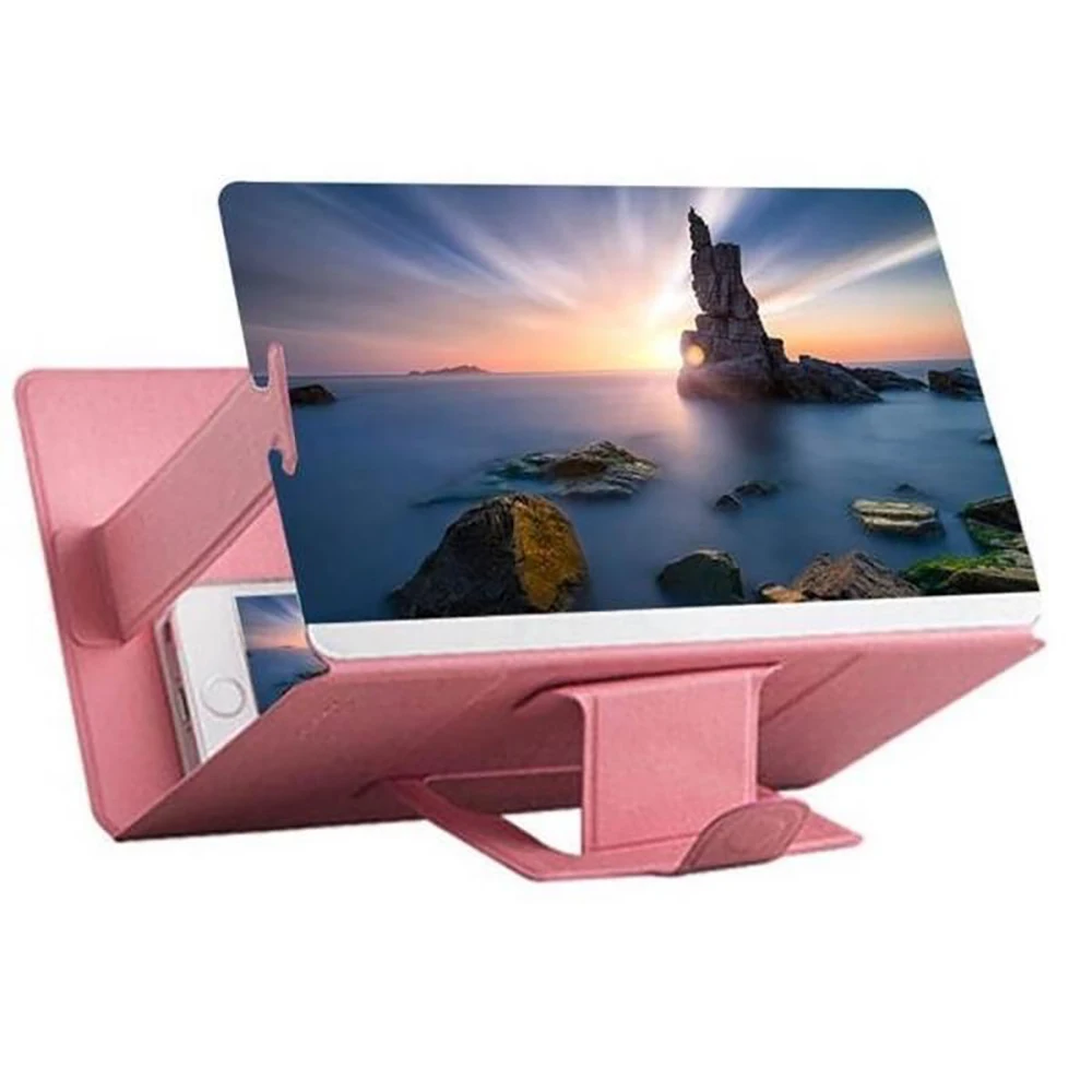 Универсальный мобильный телефон 3D экран HD видео усилитель увеличительное стекло Подставка Кронштейн Держатель для универсальные для мобильных телефонов - Цвет: pink holder