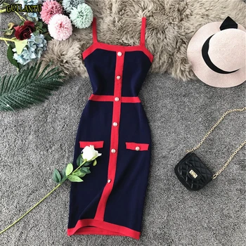 

Festival Female Summer Sleeveless Bandage Dress Women 2019 Stretch Fashion Casual Vest Top Button Retro Elegant Bodycon Dresses