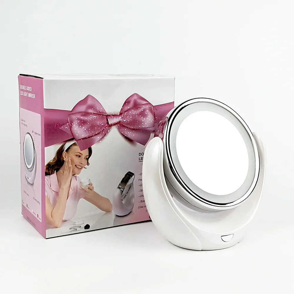 Espelho de Maquilhagem com Luz Espelho de Maquiagem com o Poder de Bloqueio de Sucção Ampliação Rotativo Copo Brilhante Luz Difusa Led 1 - 5x360 14 High Quality Beleza e saúde