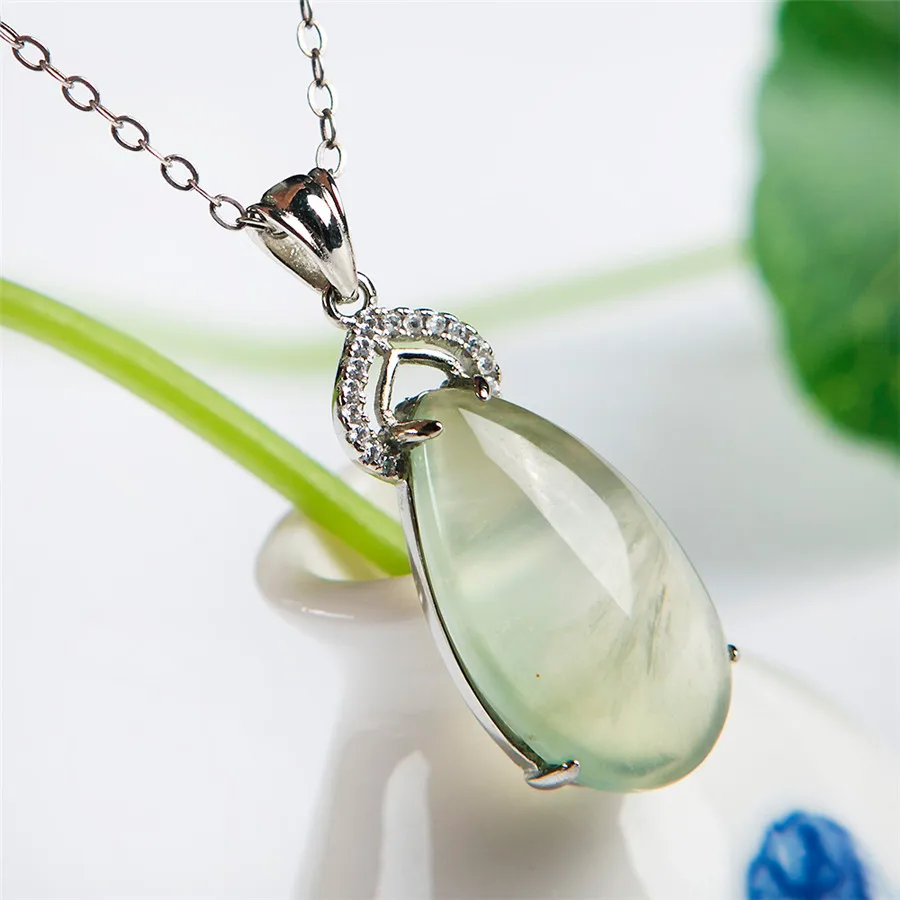 

Genuine Natural Green Crystal Women Jewelry Bead Healing Pendant 29x14x8mm