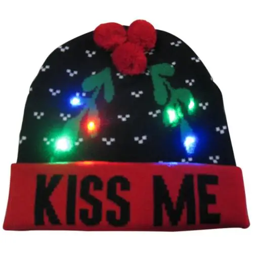 Продаются со скидкой! 43 дизайна, светодиодный Рождественский головной убор, Шапка-бини, Рождественский Санта-светильник, вязаная шапка для детей, взрослых, для рождественской вечеринки - Цвет: 12